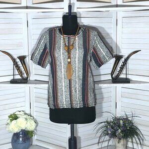 Ann Taylor Striped Boho Blouse Small